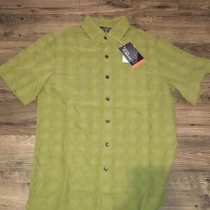 New Edelweiss Technology Fabric Royal Robbins Green Plaid Check SS Trail shirt S